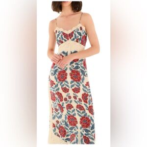 Farm Rio Francesca Floral Lace Midi Dress